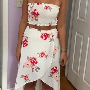 Two Piece Floral Tube Top & Skirt Combo